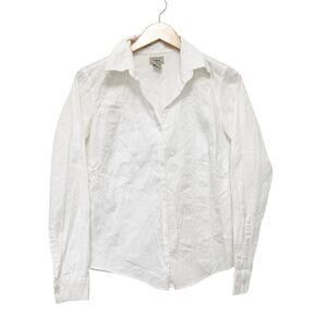 LL Bean White Button Down Long Sleeve Shirt Sz S